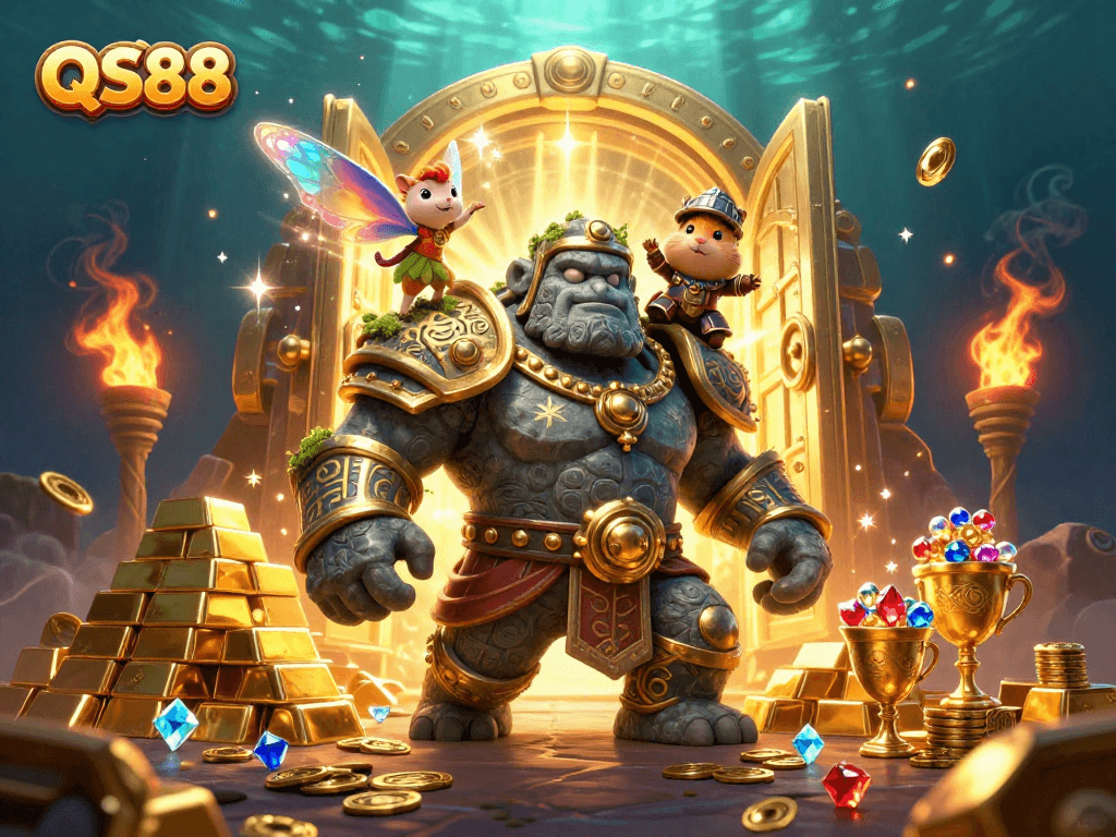 Experience thrilling gameplay at QS88 with magical characters amidst a rich casino adventure.