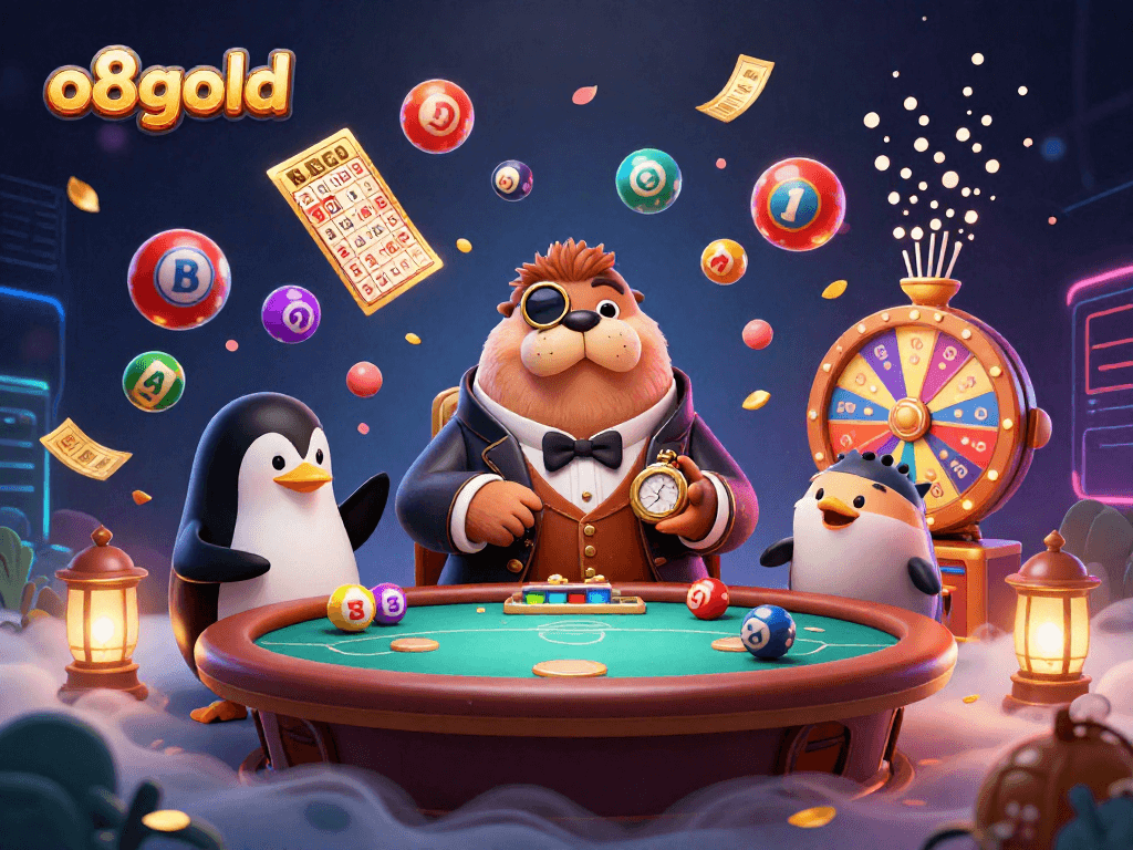 Experience thrilling gameplay at o8gold with an underwater poker showdown featuring a jolly walrus and penguin dealer.