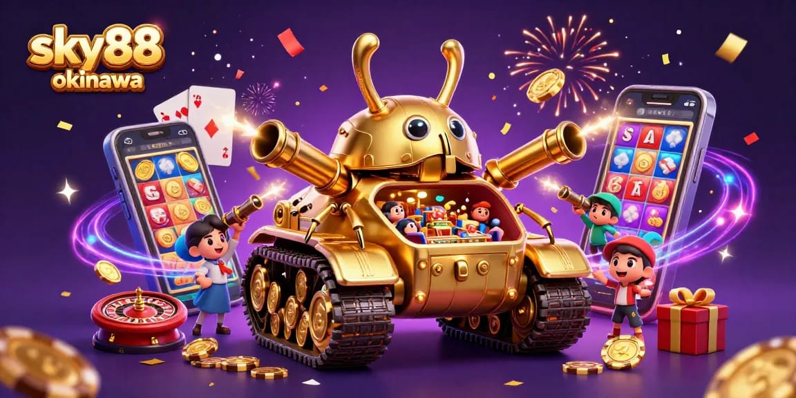Engage in thrilling gameplay at sky88 okinawa with a colorful casino illustration showcasing dynamic gaming elements.