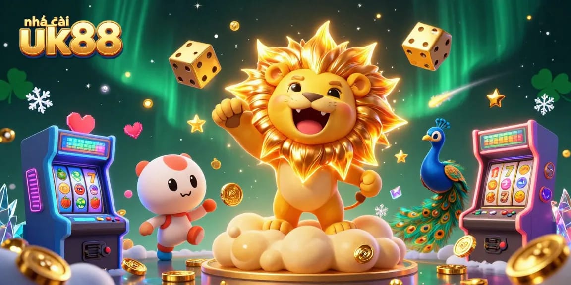 Engage with nhà cái uk88 through this vibrant, animated 3D casino adventure illustration.