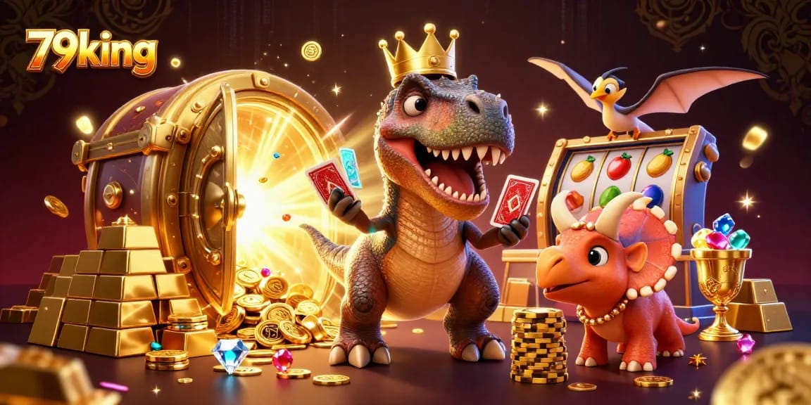 Engage with exciting 79king casino slots featuring friendly dinosaurs in a colorful 3D scene.