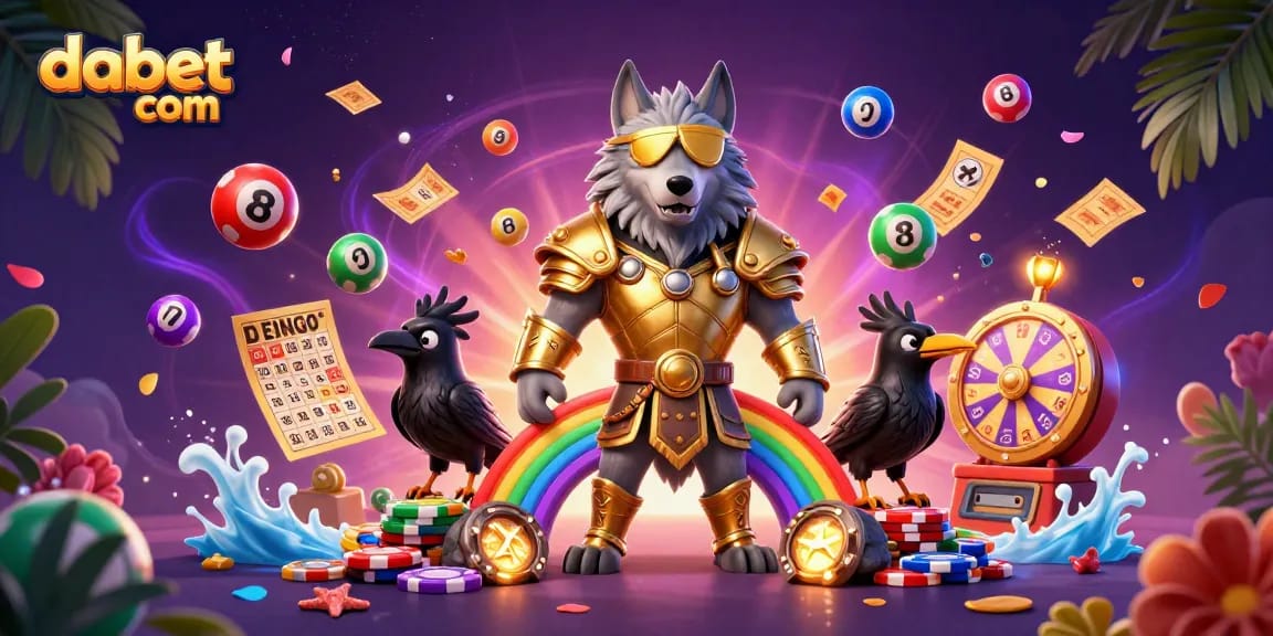 Engage with dabet com in this vibrant 3D casino scene featuring Odin and mystical elements.