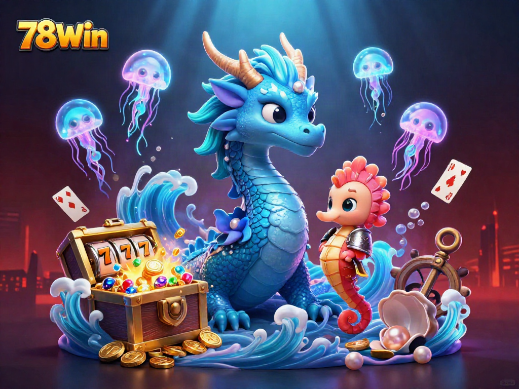 Experience thrilling wins with 78Win's captivating underwater casino adventure illustrations.