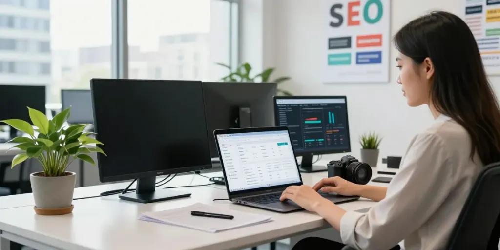 Instant indexing strategies showcased in a modern marketing office.
