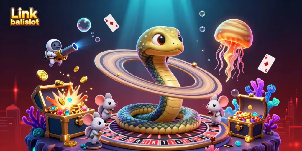 Experience the excitement of Link balislot with astronaut mice betting on roulette rings at a cosmic casino.