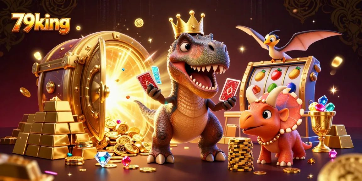 Engage with exciting 79king casino slots featuring friendly dinosaurs in a colorful 3D scene.