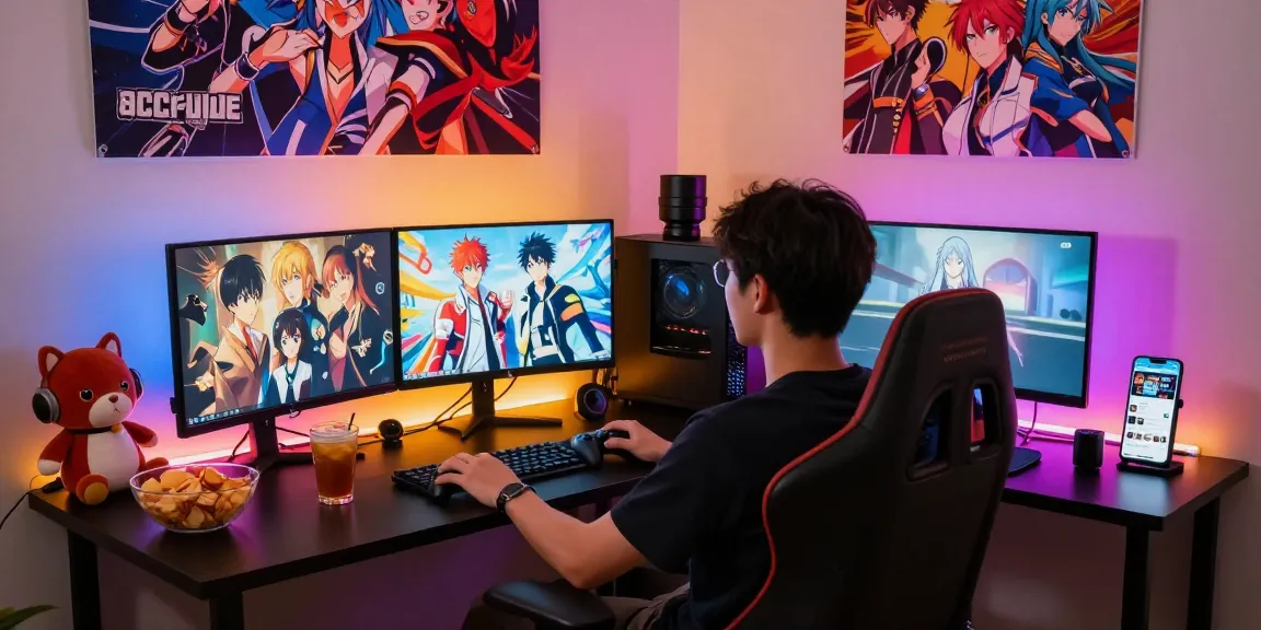 Player engaging with ecchigames in a cozy gaming setup, featuring vibrant lighting and immersive atmosphere.