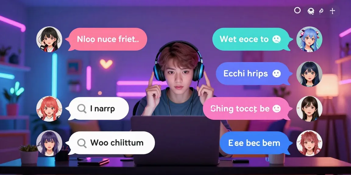 Engaging ecchi chat scene with animated characters and vibrant interface, showcasing interactive dialogues and playful virtual interactions.