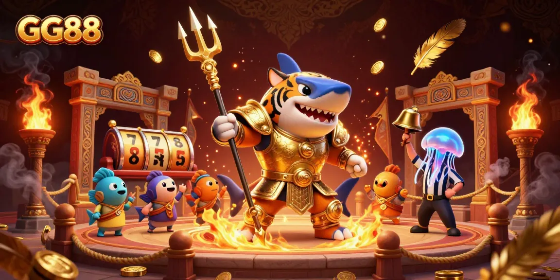 Experience excitement with GG88 as a armored tiger shark triumphs in a dynamic underwater casino