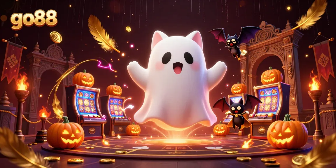 Engage with go88 during thrilling gameplay in a haunted casino with ghostly characters and vibrant visuals.