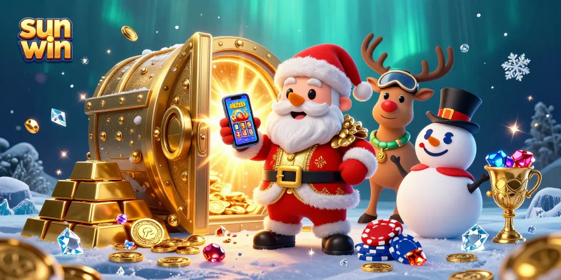 Experience sun win with Santa and friends amid a dazzling casino treasure hunt.